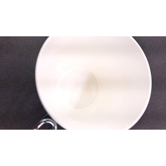 Vintage Mint Green Thermo Serv Mugs NFC White Floral Chrome Wire Handle MCM Teal - Picture 13 of 15